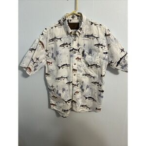 Men's North River Size Medium Short Sleeve Button Down Shirt  Ocean Fish vacatio